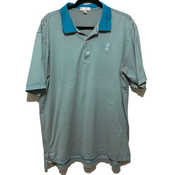 Peter Millar Other - Peter Millar Short Sleeve Polo Shirt Mens XL Teal Orange Stripes Golf Outdoors